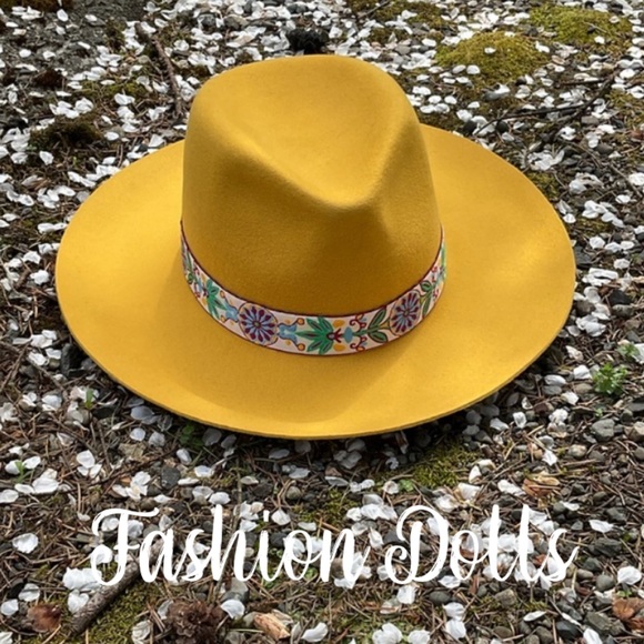 Margot Marigold Trim Pinched Hard Shell Hat New - Picture 10 of 10